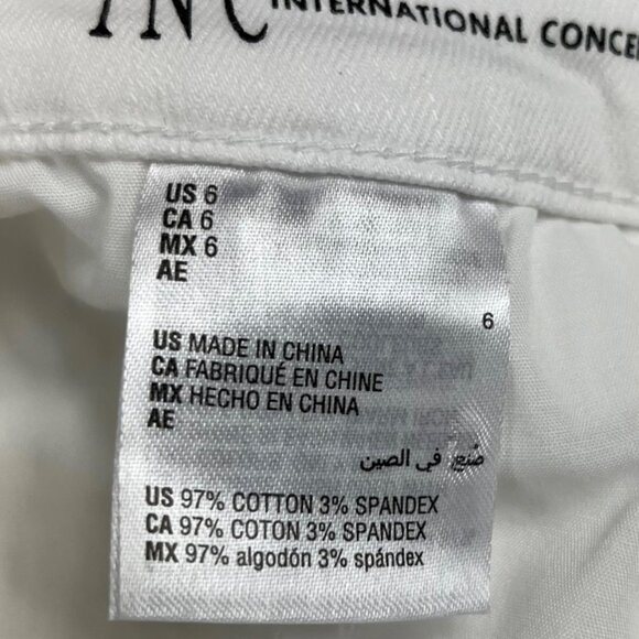 INC International Concepts Factory Distressed Raw Hem White Mini Skirt Size 6 - Picture 15 of 16